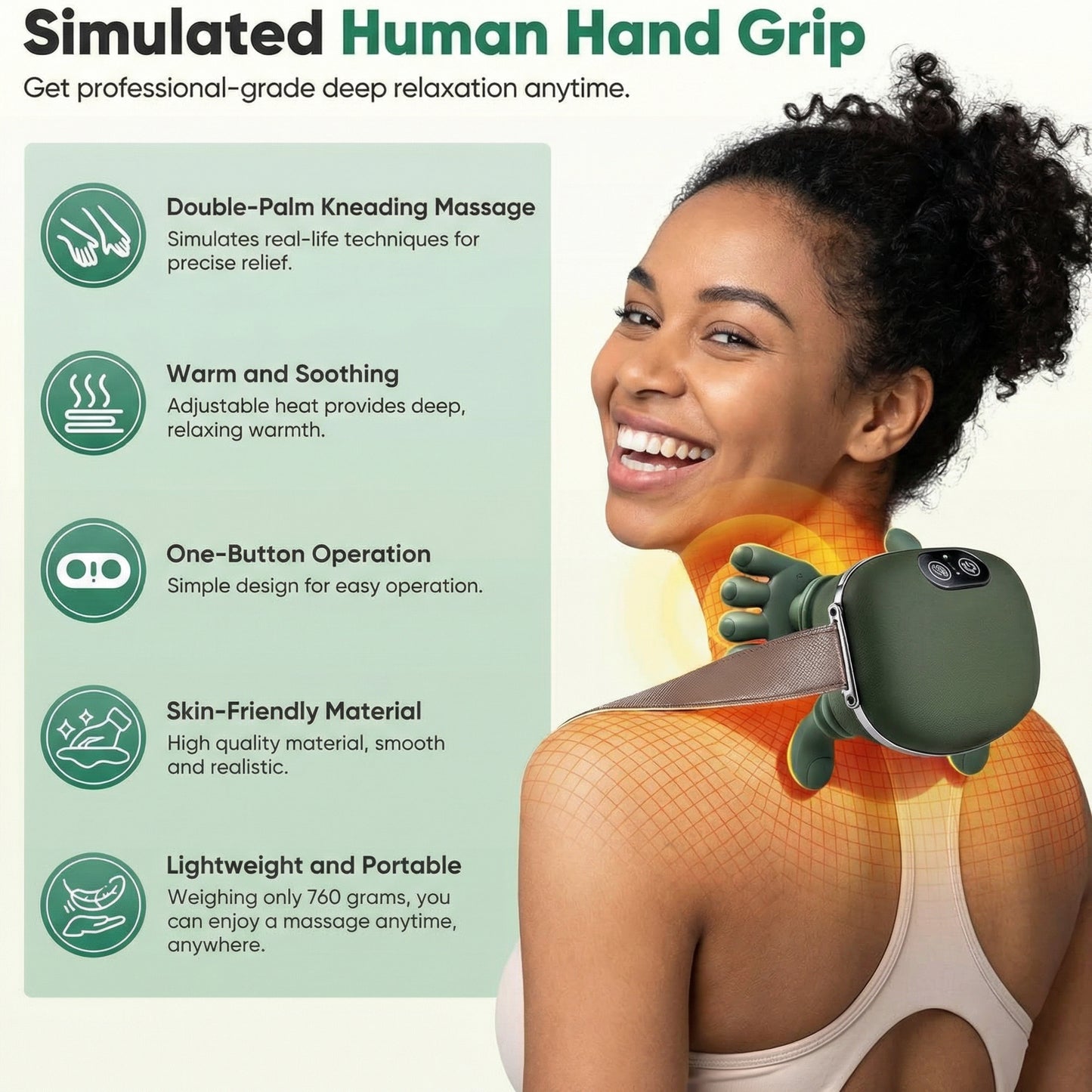 Electric Neck & Shoulder Massager with Heat | Rechargeable Type-C